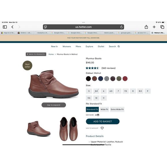 Hotter Murmur Super Soft Brown Comfort Leather Booties women's Double Zip Sz 9.5 - Picture 11 of 11